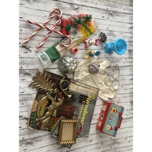 Vintage Junk Drawer Lot Unique Collectible Santas Christmas Farmhouse Antiques